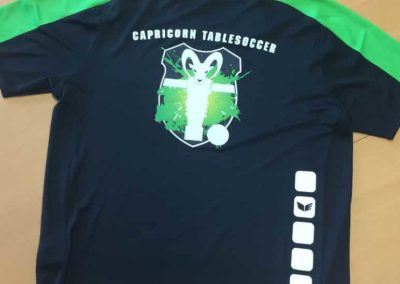 Textildruck für Capricorn Tablesoccer Spiel Trainingsbekleidung T-Shirt Rücken