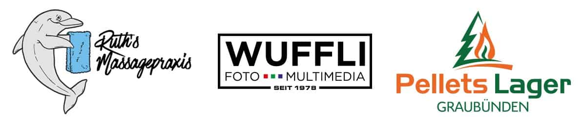 Logo Design Ruths Massagepraxis, Wuffli Foto Multimedia und Pellets Lager Graubünden