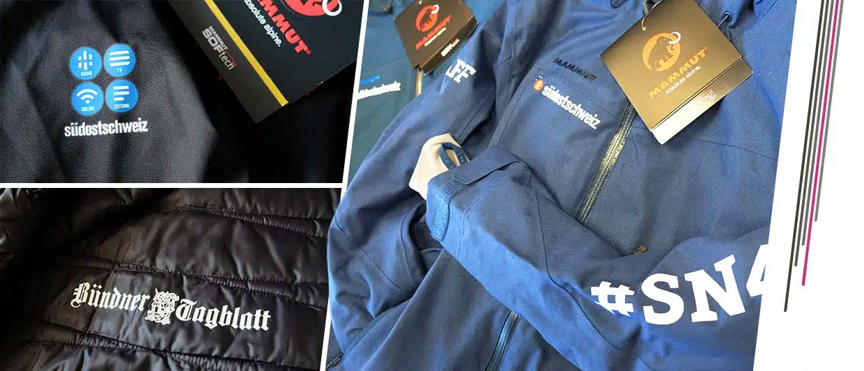 textildruck somedia Textildruck von Daunenjacken, Softshell- und Winterjacken für die Somedia