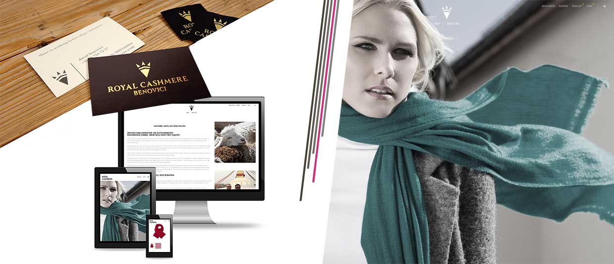 Logo Design Visitenkarten und Webseite für Royal Cashmere