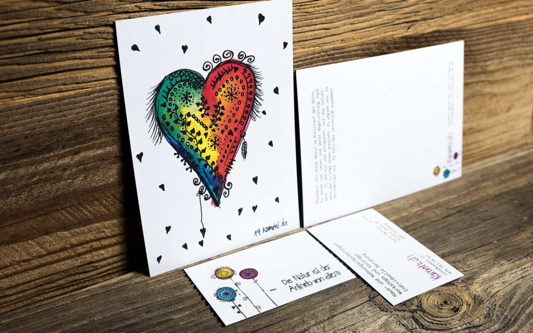 Visitenkarten und Postkarten für kamehi.ch