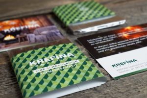 Weihnachtskarte sowie Schokoladenverpackung für die Krefina Immobilien aus Wien