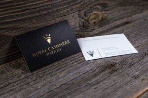 Visitenkarten mit Goldprägung für Royal Cashmere
