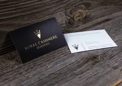 Visitenkarten mit Goldprägung für Royal Cashmere
