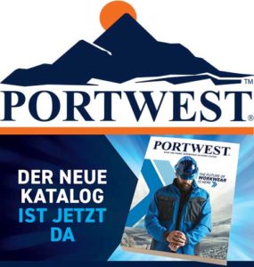 Arbeitskleider Portwest Logo inkl. Link zum Katalog