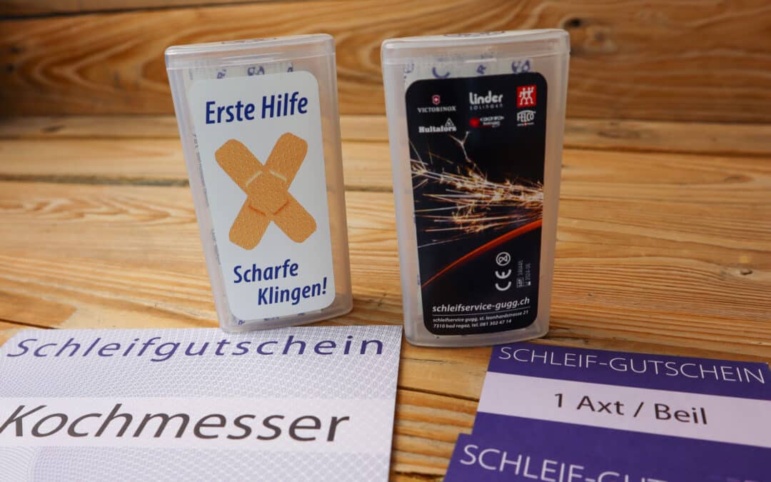 Werbeartikel mit Nutzen, denn die geschliffenen Messer sind scharf.