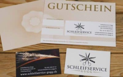 Visitenkarten und Gutscheine für den Schleifservice Gugg