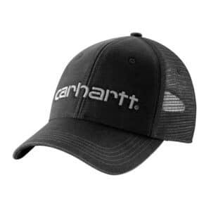 Die Carhartt Mesh-Back Logo Graphic Cap AH1195 in schwarz ist die perfekte Wahl für alle, die eine robuste und bequeme Baseballmütze suchen, die auch an heißen Tagen angenehm zu tragen ist.