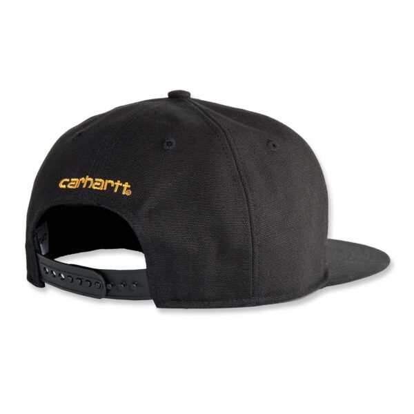 Rückseite der Carhartt Firm Duck Canvas Cap AH1604 in schwarz - Robuste und bequeme Baseballmütze für jeden Tag