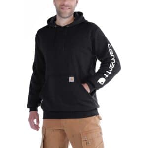 Carhartt Herren Hoodie K288 in schwarz angezogen am Mann.