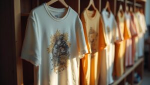 Bedruckte T-Shirts jeweils an der Luft trocknen lassen. Nicht in den Trockner werfen.