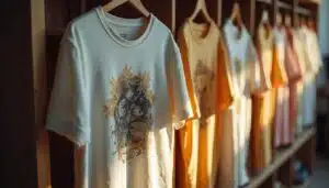 Bedruckte T-Shirts jeweils an der Luft trocknen lassen. Nicht in den Trockner werfen.