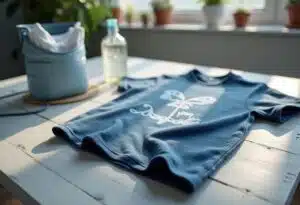 Bedrucktes Arbeitskleider T-Shirt mit Textildruck nach einigen Waschgängen.